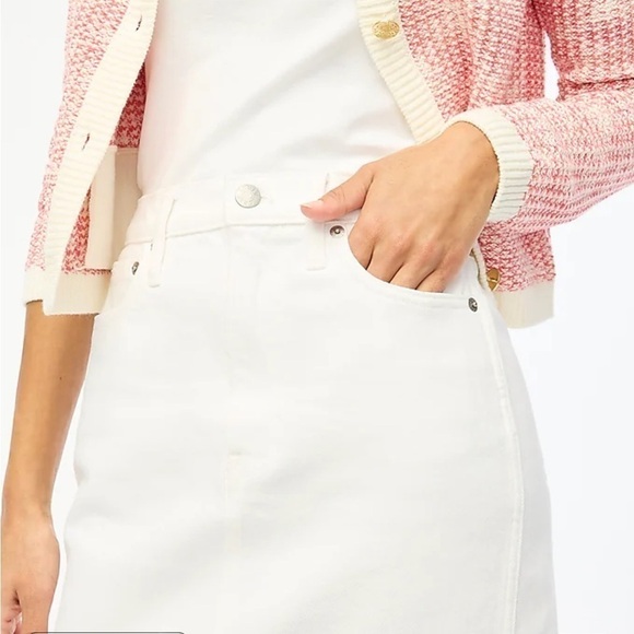 J Crew Factory White denim midi skirt size 0 NWT BY053 - Picture 2 of 10